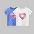 thumbnail image 3 of 2 PCS Girls Cute T-Shirt Kids Summer Short Sleeve Tops Heart Casual Cotton Trendy Crew Neck Graphic Tees Loose Blouses, Blue/White, 4 Years, 3 of 3