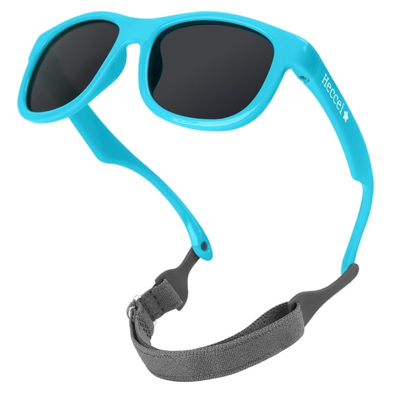 HECCEI Scout Baby Sunglasses with Strap - Polarized Infant Sunglasses Ages 0-2 Years, Ocean Teal