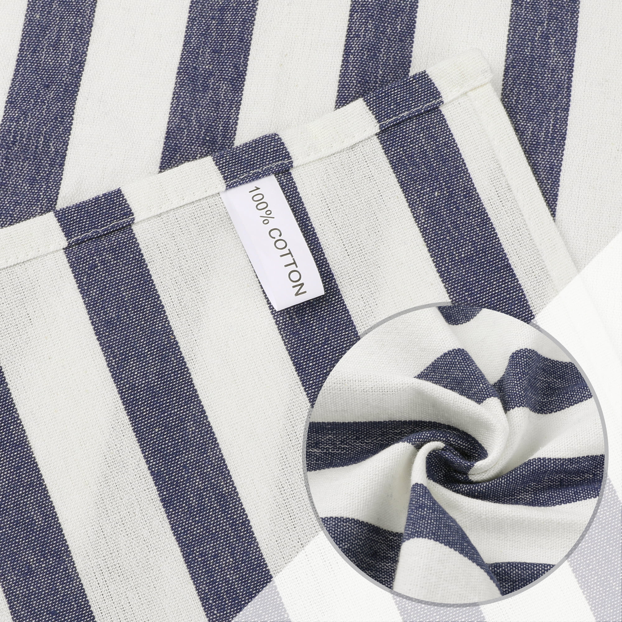 Unique Bargains Cotton Hand Towels Absorbent Lint Free Dish Kitchen Towels 24 x 16 Inch Blue Striped 2pk