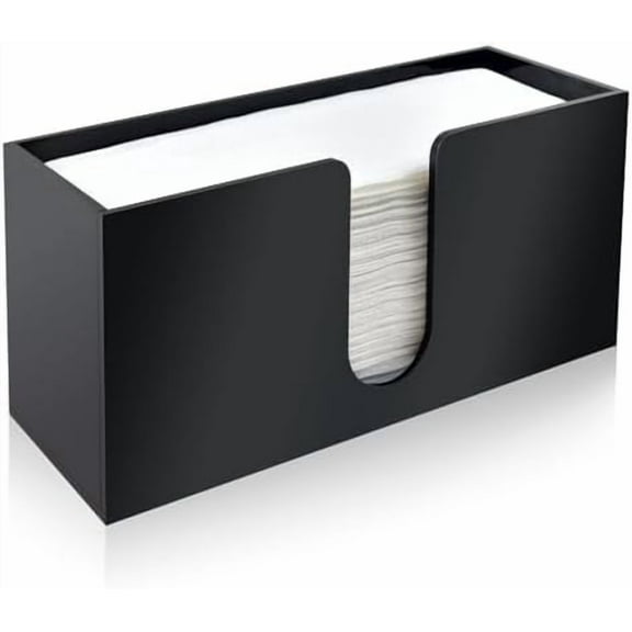 1Pack Paper Towel Holder Countertop, Black Acrylic Napkin Dispenser, Multifold Paper Towel Dispenser for Z-fold C-fold MultiFold Trifold-Bathroom Toilet Kitchen Restaurant