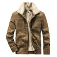 thumbnail image 2 of Vedolay Winter Coats for Men Long Sleeve Button Down Solid Blazer Jackets Khaki,2XL, 2 of 5