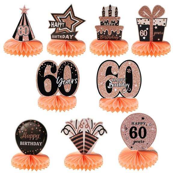 60th Birthday Decoration Centerpieces for Tables Decorations Birthday Party Decoration Supplies (Red   Gold Tone)
