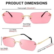FEISEDY Retro Small Narrow Rimless Sunglasses Clear Eyewear Vintage Rectangle Sunglasses for Women Men B2643