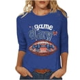 thumbnail image 2 of Mifsaly Plus Size Game Day Shirt Women Glitter Letter Print 3/4 Sleeve Football Tee Loose Comfortable Sport Pullover Team Fans Game Day T Shirts L, 2 of 5