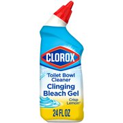 Clorox Toilet Bowl Cleaner - Clinging Bleach Gel - Crisp Lemon, 24 oz (Package May Vary)