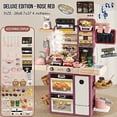 thumbnail image 4 of Pink Play Kitchen Set for Kids - 93cm Pretend Cooking Table with Interactive Lights & Sounds, Play Food & Utensils, Toddler Role Play Furniture Gifts for Girls Boys Ages 3-8, 4 of 10