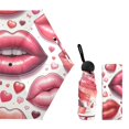 thumbnail image 2 of JSTEL Red Lips Heart Folding Umbrella for Rain Sun Travel Mini Lightweight Compact Umbrellas, 2 of 5