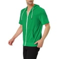 thumbnail image 4 of INSPIRE CHIC Men's Short Sleeve Hoodies Solid Color Zip Up Jackets with Hood 2XL Bright Green, 4 of 7