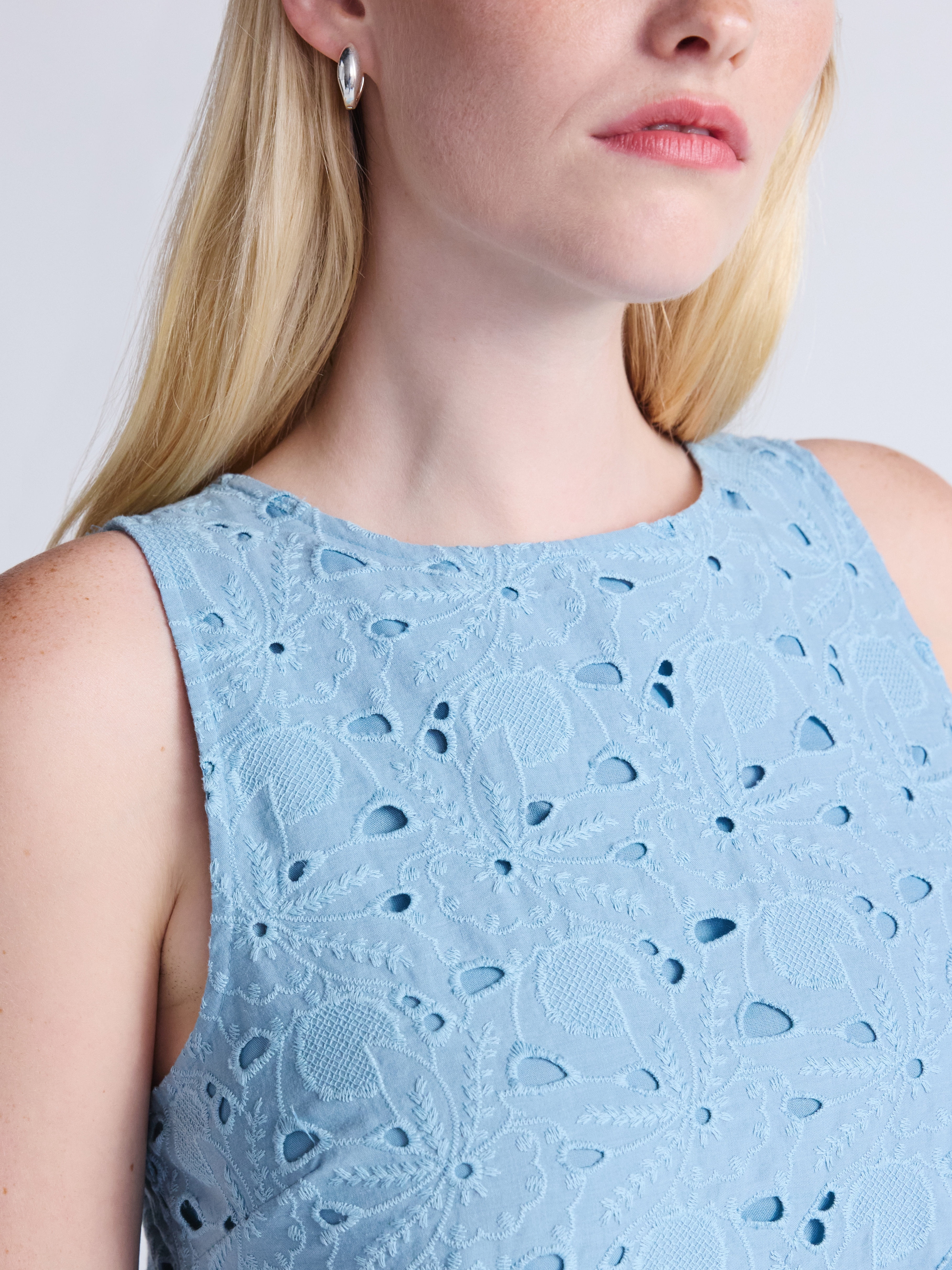 Time and Tru Women's Eyelet Embroidered Mini Dress, Sizes XS-XXXL