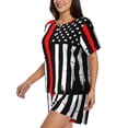 thumbnail image 2 of "Wukai Firefighters USA Flag Women's Pajama Set - Short-Sleeve Top and Shorts with Elastic Waistband and Pockets for Loungewear, Yoga, and Casual Wear-Large, 2 of 8