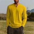thumbnail image 2 of Inglocry Men's V Neck Long Sleeve Shirts Casual Henley Cotton T-Shirts Slim Fit Longline Tee Shirts Yellow M, 2 of 4