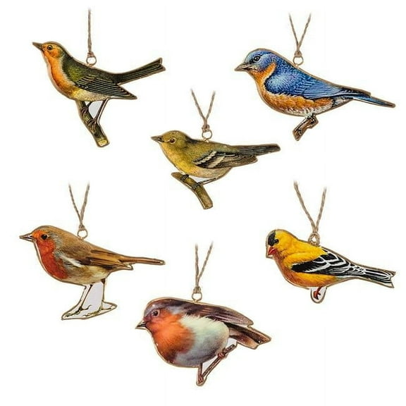 Assorted Colourful Bird Ornaments - Set of 6