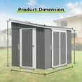 thumbnail image 4 of LZBEITEM 8x6 ft Outdoor Metal Storage Shed, Lean-to Design, Lockable Garden Tool Shed with Side Wall Entry Door, Gray, Galvanized Floor Frame, 4 of 11