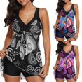 thumbnail image 3 of Women Plus Size Swimwear Printed Bathing Suit Pleated Summer Bather, 3 of 4