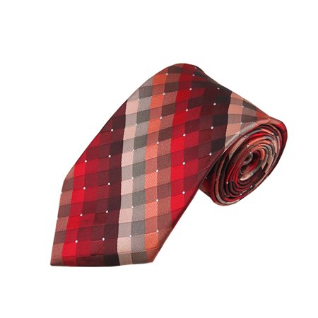 Coral Tile - Red / Burgundy / Lite Coral Cross Weave X-Long Woven Necktie