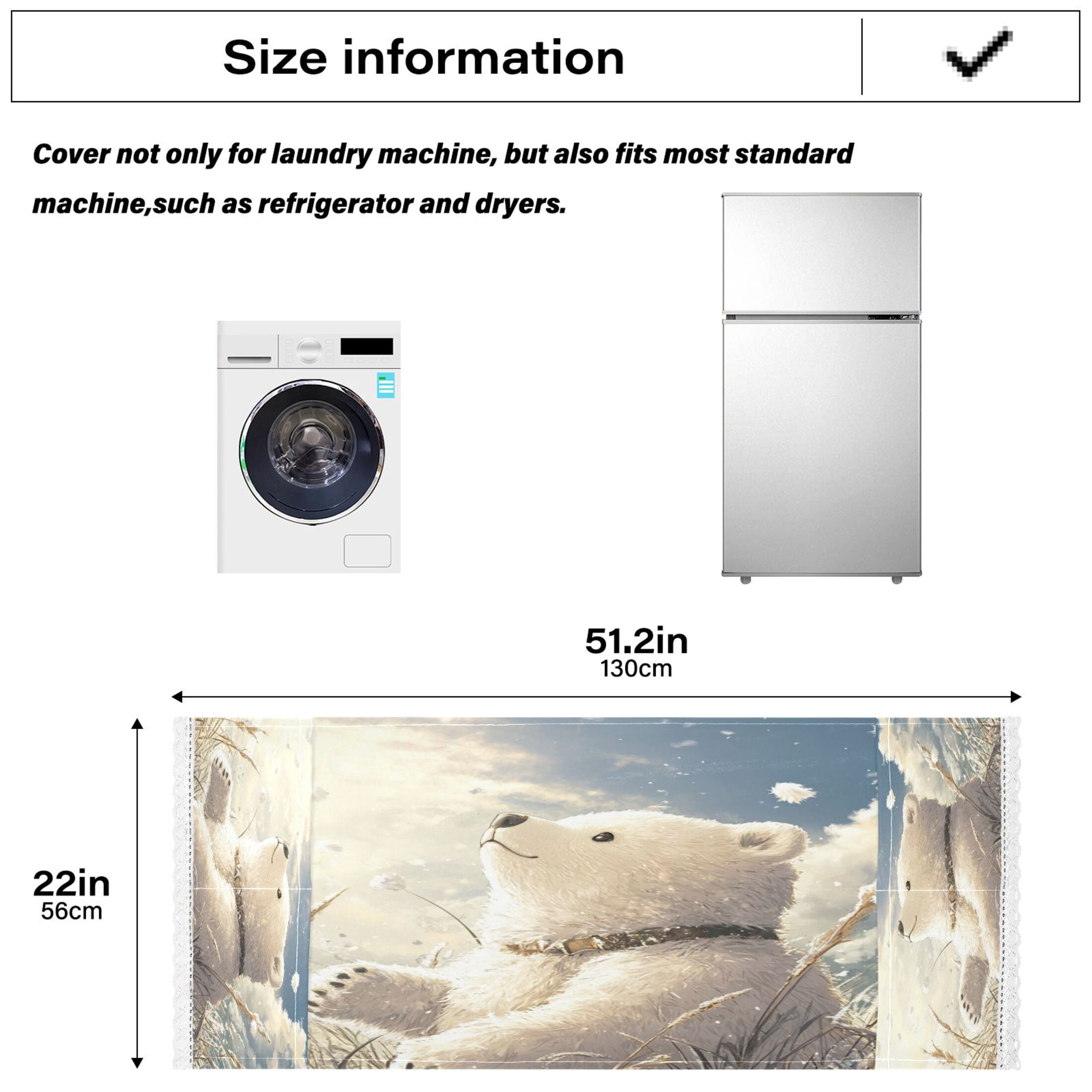 WOBOGO White Bear Enjoying The Sunshine Washing Machine Cloth Dryer Refrigerator Top Cover Protective Non-Slip Mat For Kitchen Laundry
