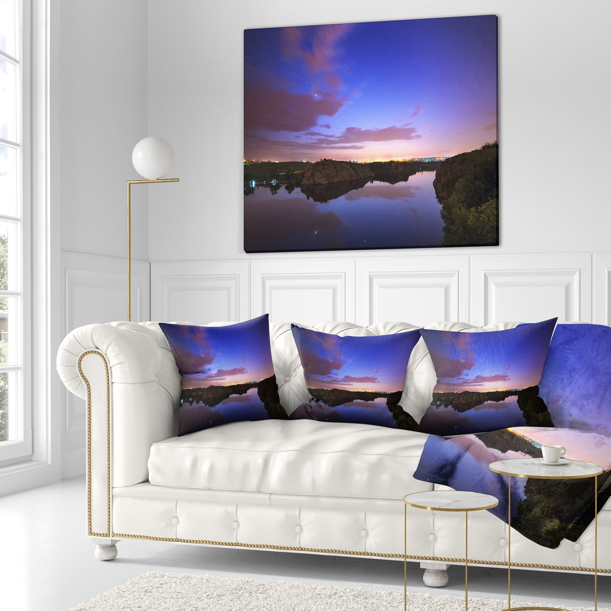 Designart Stars and Clouds Reflection - Landscape Photography Throw Pillow - 16x16