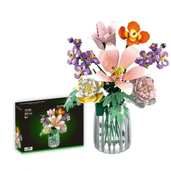 Remocguys Lily Flower Bouquet Building Sets Compatible with Lego Flowers Botanical Collection Not Vase for Adults Girls 563PCS