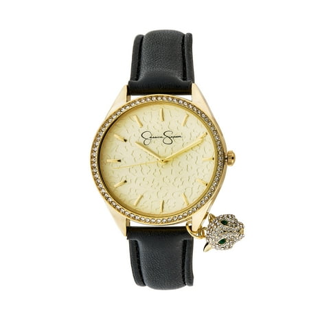 Jessica Simpson Dangle Panther Strap Crystal Watch - Gold Tone