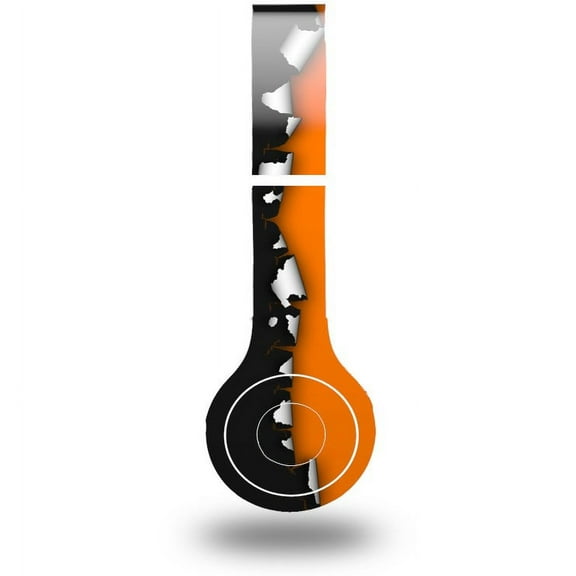 Skin Decal Wrap compatible with Original Beats Solo HD Ripped Colors Black Orange (HEADPHONES NOT INCLUDED)