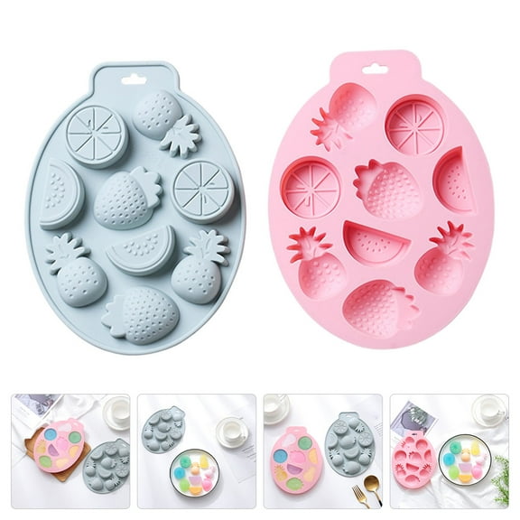 Pretyzoom 2Pcs Blue Silicone Cake Mold with Fruit Shape for DIY Chocolate Candy Baking