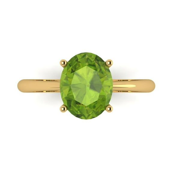 Solitaire Engagement Ring for Women - 2.5ct Natural Peridot in 18K Yellow Gold Promise Ring
