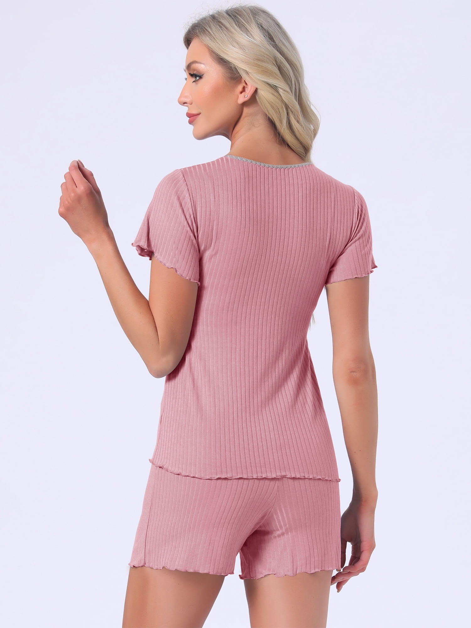 DARING DIVA Women's Nursing Modal Short Sleeves Postpartum Pajama Sets S Pink