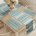 thumbnail image 2 of Ambesonne Aztec Table Runner & Placemats, Geometric Themed Striped Art, Placemat 4 pcs + Runner 14"x72", Champagne Pale Sky Blue, 2 of 2