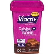 Viactiv Calcium + Vitamin D3 Supplement Soft Chews, Milk Chocolate (100 Chews) Calcium for Bone Health