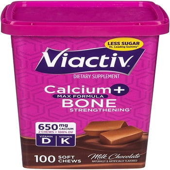 Viactiv Calcium +  D Supplement Soft Chews, Milk Chocolate, 100 Ct