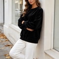 thumbnail image 4 of Enjoytime Crewneck Sweatshirts Women Long Sleeve Velvet Pullover Tops Solid Trendy Casual Soft Oversized Sweatshirt, 4 of 8
