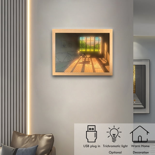 Luz De Noche Marco de fotos LED Atmósfera Luz nocturna Cuadro acrílico Pintura Accesorios para el hogar Likrtyny Para estrenar