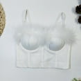 thumbnail image 2 of Virmaxy Women's Faux Fur Full Figure Bras Comfort Shaping Full Figure Wirefree Tank Top Bra Printing Gathered Together Large Size Daily Bra Underwear No Rims White XXL, 2 of 6