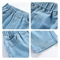 thumbnail image 6 of Kids Denim Jeans Shorts High Elastic Waist Casual Ripped Shorts Cotton Summer Wide Leg Half Pants 2-8 Years Light blue 3 Years, 6 of 6