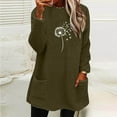thumbnail image 4 of Women's Printed Fleece Sweaters Causal Crewneck Sweatshirts Graphic Trendy Soft Fuzzy Sweater Long Sleeve Pullover Tops (2XL, Army Green), 4 of 4