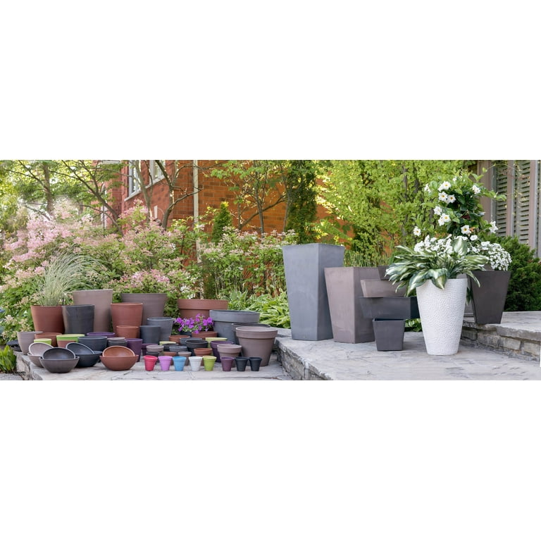 Algreen Valencia Planter, Square Taper Planter with Watering Tray 10-In. by 20-In. Height, Taupe Algreen Valencia Planter, Square Taper Planter with Watering Tray 10-In. by 20-In. Height, Taupe
