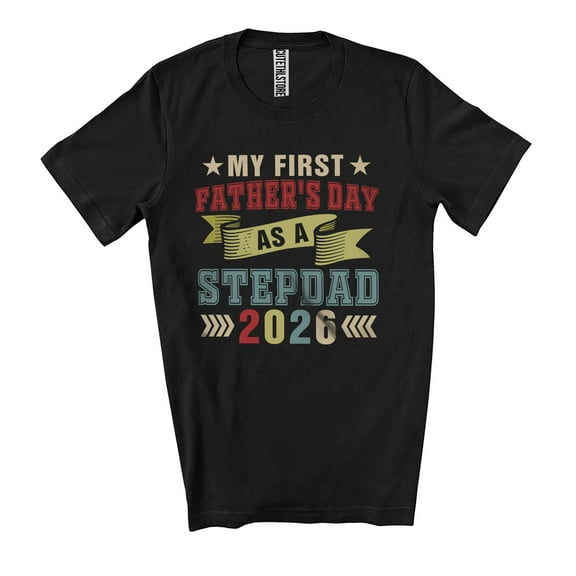 Vintage First Father's Day As A Stepdad 2026; Amazing Father's Day Pregnancy Family Unisex T-Shirt