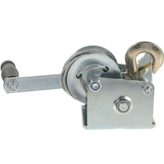 FRCOLOR  Silver Metal Manual Hand Winch for Car, Heavy Duty Steel Cable, Compact and Portable