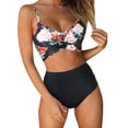 thumbnail image 2 of Femmes Croisent la Taille Haute Chaîne Floral Imprimé 2 Pièce Maillot de Bain, 2 of 6