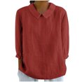 thumbnail image 2 of Cotton Linen Shirts for Women Casual Short Sleeve Blouses for Women Dressy Summer Cute Tops Tunic Top, 2 of 5