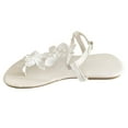 thumbnail image 2 of Jacenvly 2024 New Women's Summer Plus-Size New Bohemian Floral Casual Flat Roman Sandals White Sandals for Women, 2 of 9
