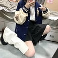 thumbnail image 3 of Japanese Fluffy Flared Kawaii Winter Knee-High Knitted Leg Warmers Boot Stocking Uniform BLACK, 3 of 8