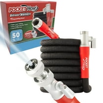 Pocket Hose Silver Bullet 2.0 Expandable Garden Hose 50-FT with Turbo Shot Nozzle, AS SEEN ON TV, Lead-Free, Solid Aluminum Connectors, Easy On/Off Valve, Kink-Free, Leak-Proof