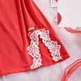 thumbnail image 6 of JSGEK Women Contrast Lace Trim Chemise Dress and Thong Set Adjustable Spaghetti Straps Nightwear Lingerie Set Red L, 6 of 7