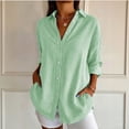 thumbnail image 2 of SAWOBUUN Womens Button Down Shirts Long Sleeve Striped Dress Shirt Collared Office Work Blouses Tops, 2 of 8