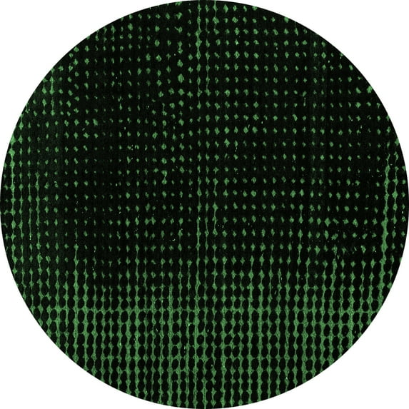 Ahgly Company Indoor Round Abstract Emerald Green Modern Area Rugs, 4' Round