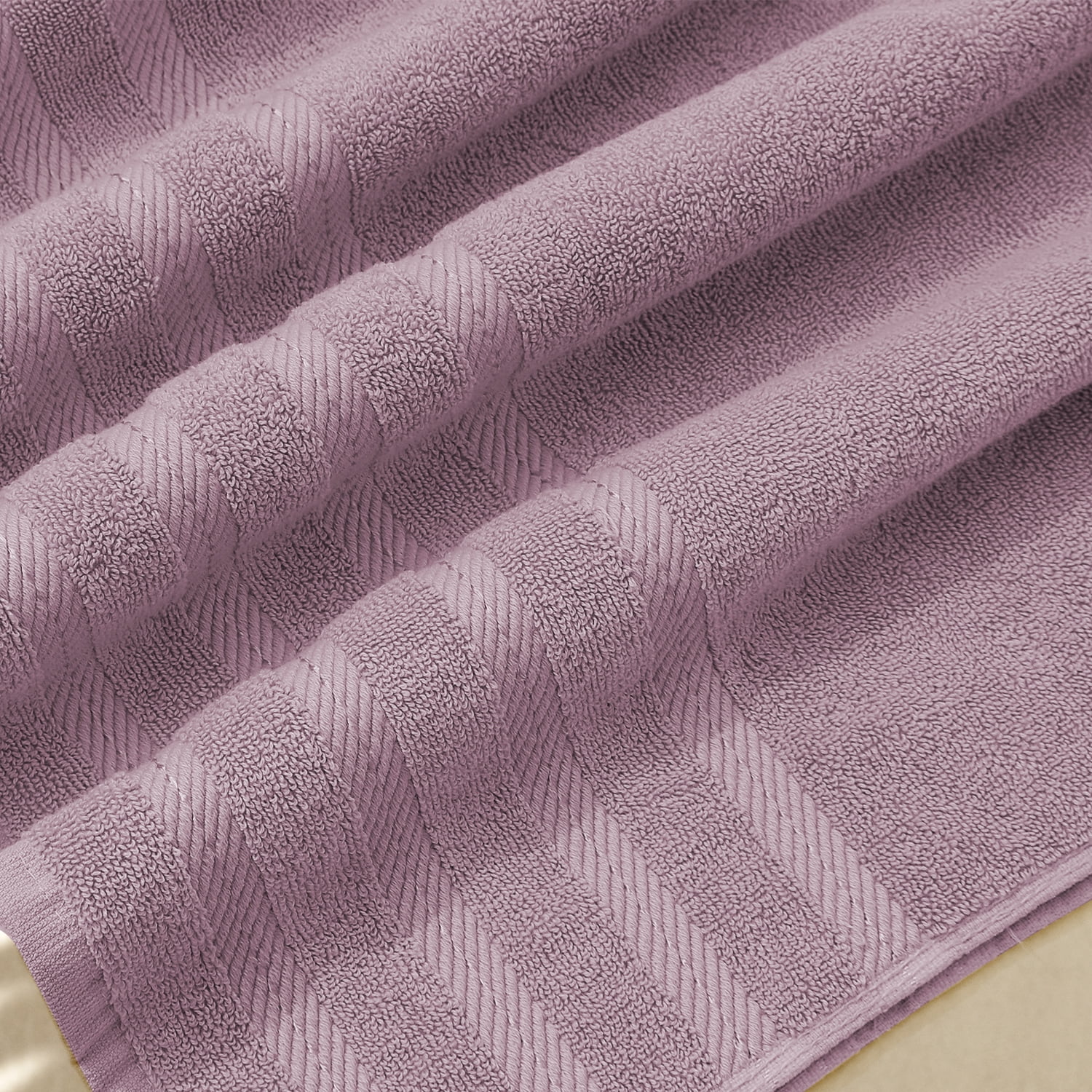 Virtu Bath Towel Sets For Bathroom 100% Ring Spun Cotton Luxury Bath Towel Set 4 Pc Highly Absorbent Towels, Dusty Purple