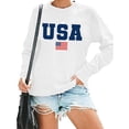 thumbnail image 5 of Womens Oversized USA Sweatshirts American Flag Crewneck Long Sleeve Tops 4th of July Casual Loose Pullover Sweater Shirts, 5 of 6