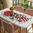 thumbnail image 3 of Valentine's Day Table Cloths for 5 Foot Rectangle Tables, Red Striped Love Eucalyptus Grey Plaid Patio Waterproof Elastic Fitted Tablecloths, Washable Rectangular Table Cover for Camping, 3 of 8