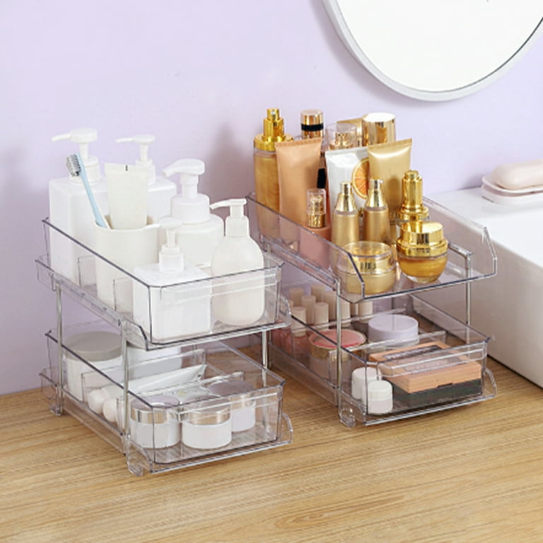 Clear Organizer with Dividers, Multi-Purpose Slide-Out Storage  Container,Bathroom Vanity Counter Organizing Tray Kitchen Storage -  AliExpress